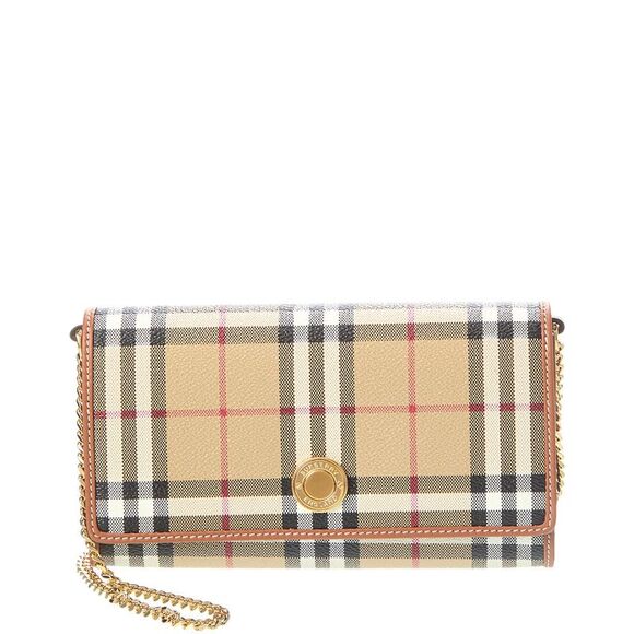Burberry Handbags - Burberry Hannah Vintage Check E-Canvas & Leather Detachable Strap Wallet